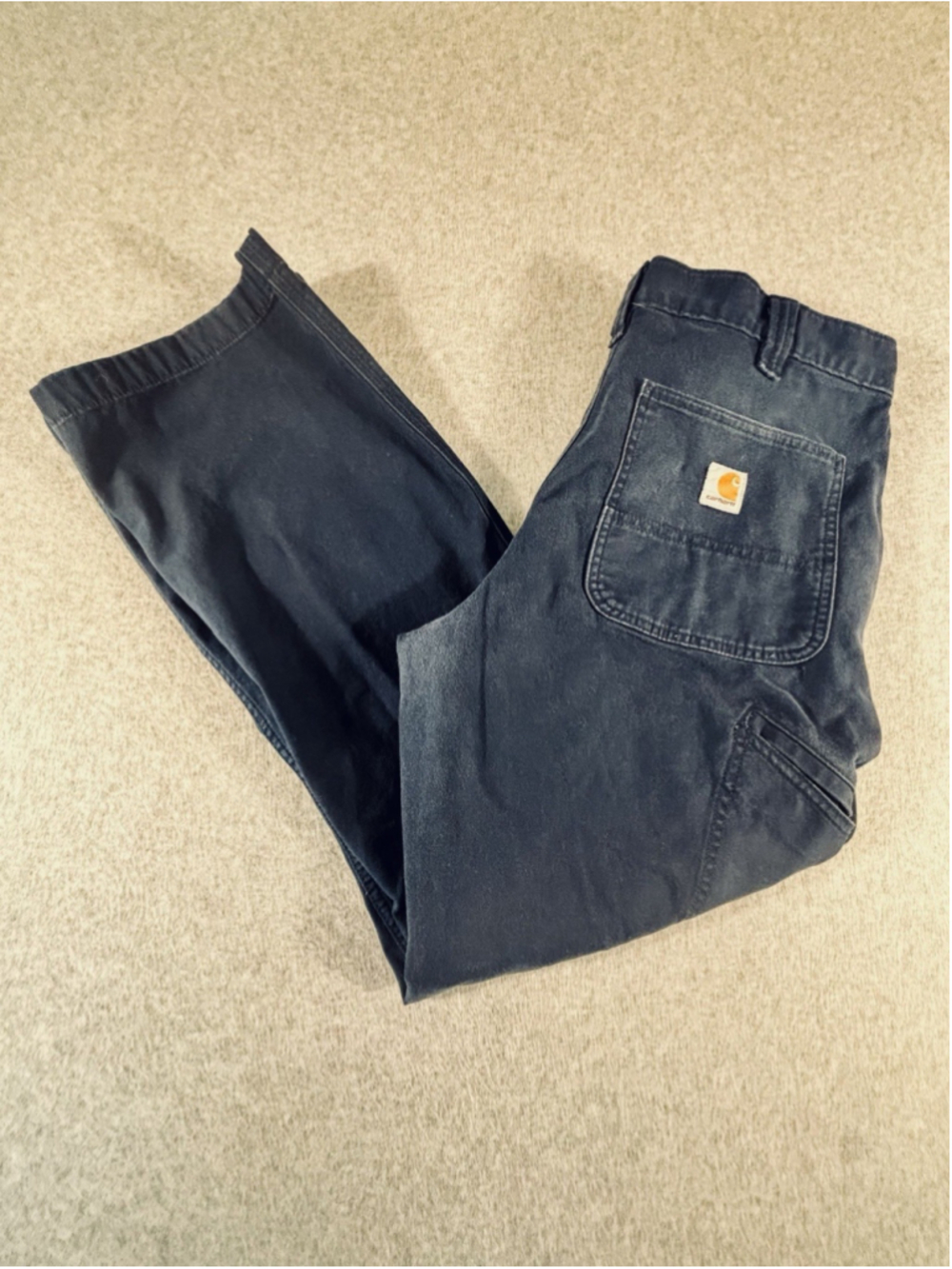Carhartt Mens 34x30 Relaxed Fit Navy Work Pants Utility Canvas Carpenter USA